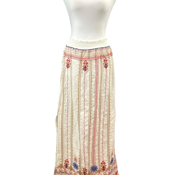 Johnny Was Los Angeles Frederique Embroidered Linen Boho Maxi Skirt XS Festival - Picture 4 of 11